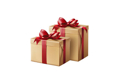 Obraz premium Gift boxes wrapped in gold and red ribbons. Isolated on transparent background.
