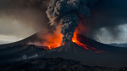 burning volcano