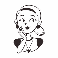 Heart pendant around a lady`s neck vector art illustration