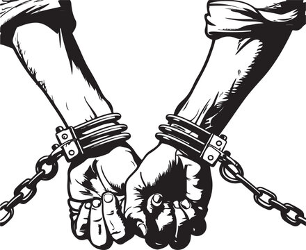 black and white hands in shackles clip art preview
