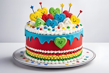 Whimsical cartoon cake perfect for children's celebrations. Bright and fun design