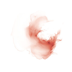 Watercolor splash of terracota color on a transparent background