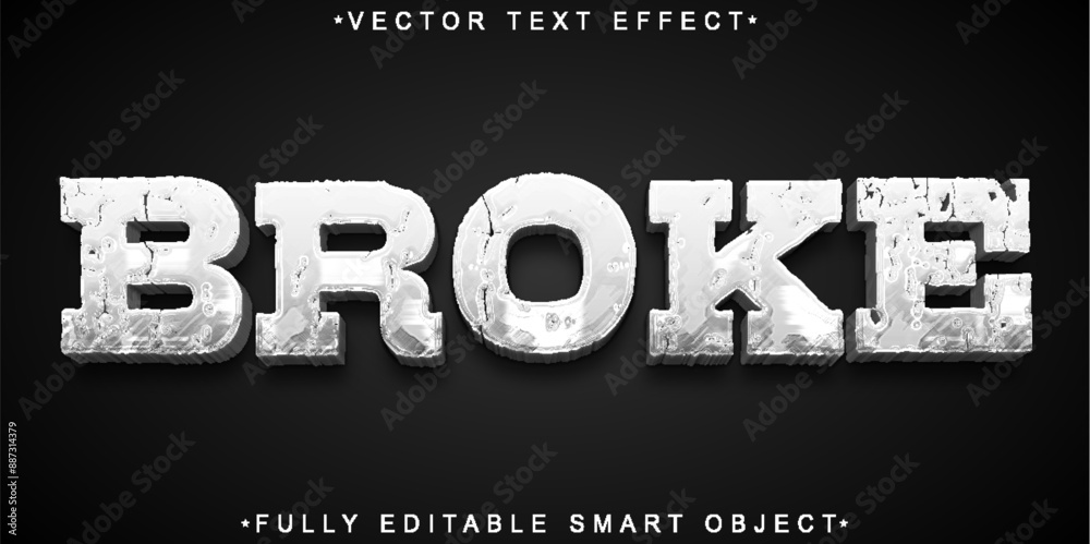 Poster white worn broke vector fully editable smart object text effect