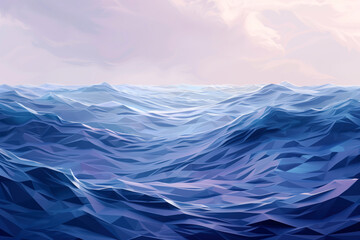 Fototapeta premium View of blue sea with sunset sky