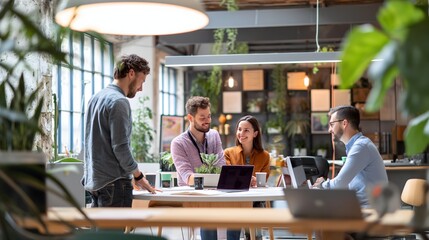 - An entrepreneur managing a startup team in a dynamic office environment