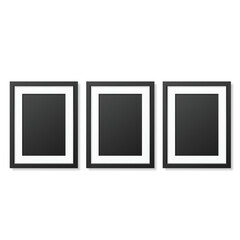 Two vector picture frames, black and white, isolated, simple design
