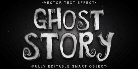 Horror Dark Silver Ghost Vector Fully Editable Smart Object Text Effect