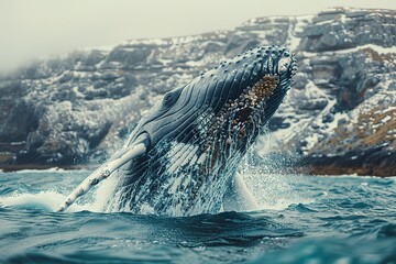 Obraz premium A whale is jumping out of the water