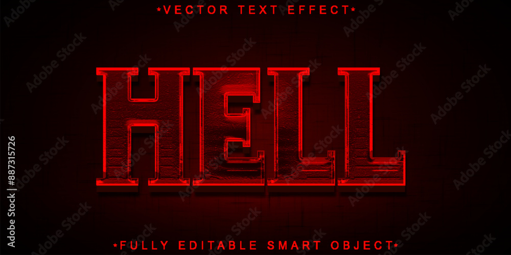 Poster shiny red hell horror vector fully editable smart object text effect
