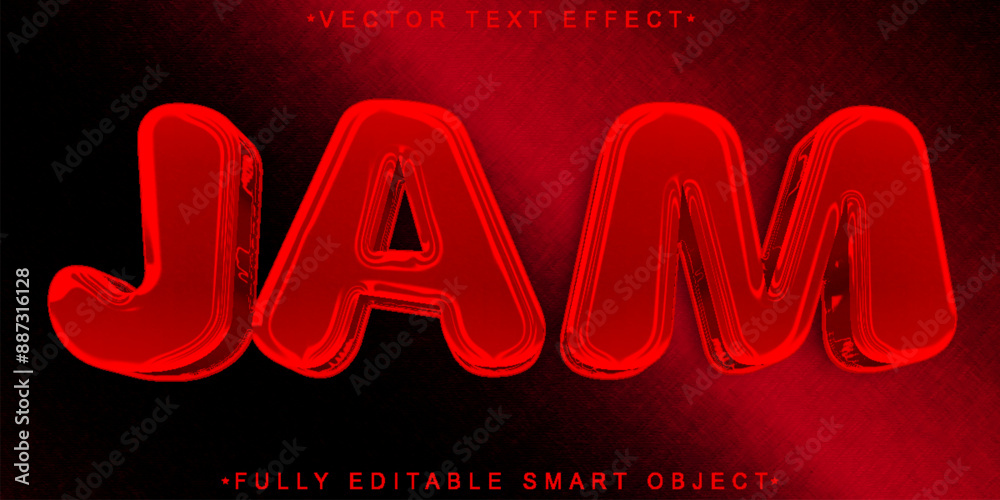 Poster red jam vector fully editable smart object text effect
