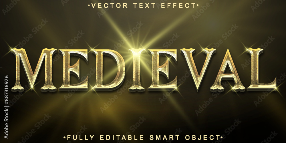 Poster golden medieval vector fully editable smart object text effect