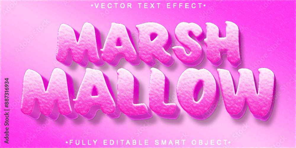 Poster soft pink marshmallow vector fully editable smart object text effect