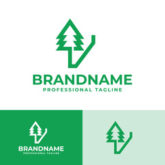 Letter V Tree Line Logo, Suitable for Environmental Organizations and Outdoor Brands