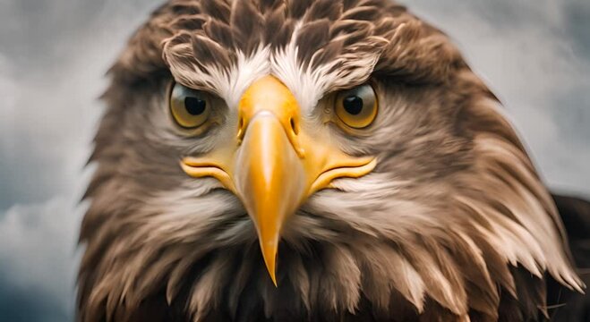 The fierce face of the eagle with the strong eyes