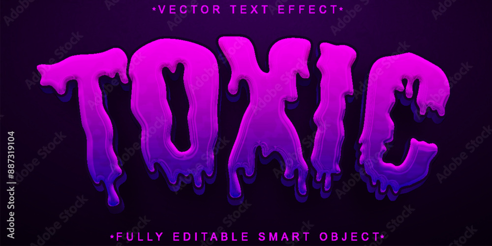 Poster purple worn toxic vector fully editable smart object text effect