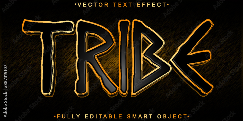 Poster tribe vector fully editable smart object text effect