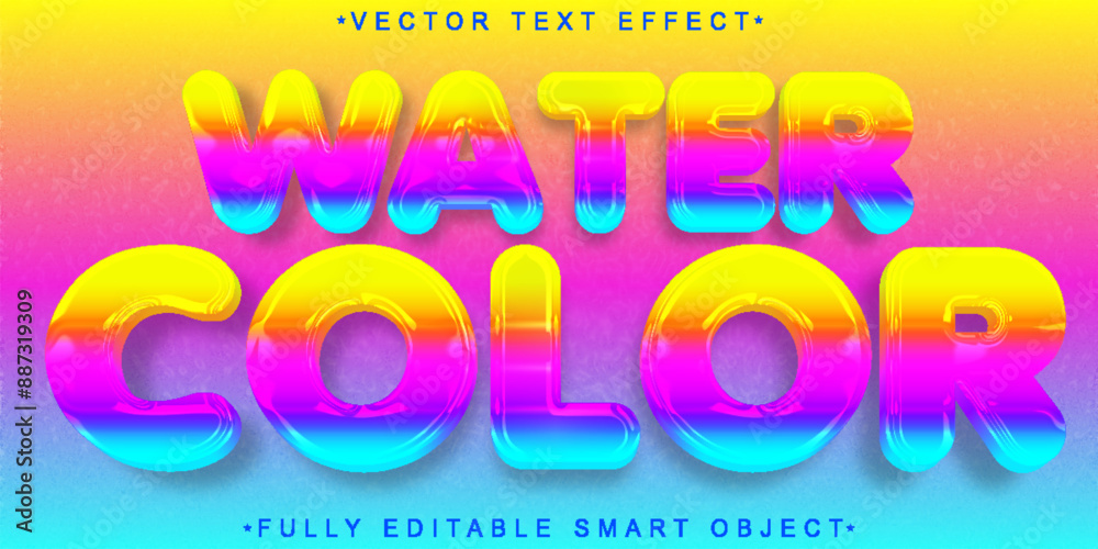 Poster water color colorfıul vector fully editable smart object text effect