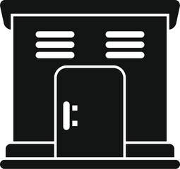 Black silhouette of a transformer vault providing electrical power distribution