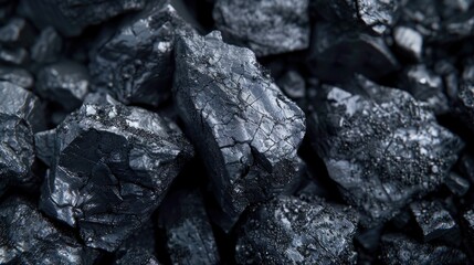 Close up of coal pieces against dark backdrop