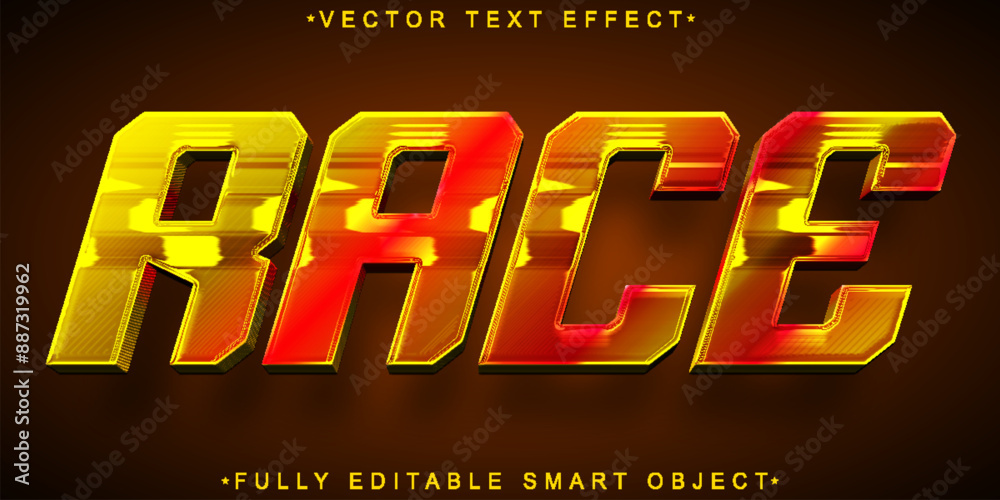 Poster orange speed race vector fully editable smart object text effect