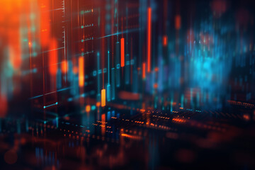 Screen with stock market index charts and diagrams