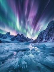 Naklejka premium Northern Lights over Icy Tundra