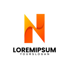 initials letter N colorful logo design