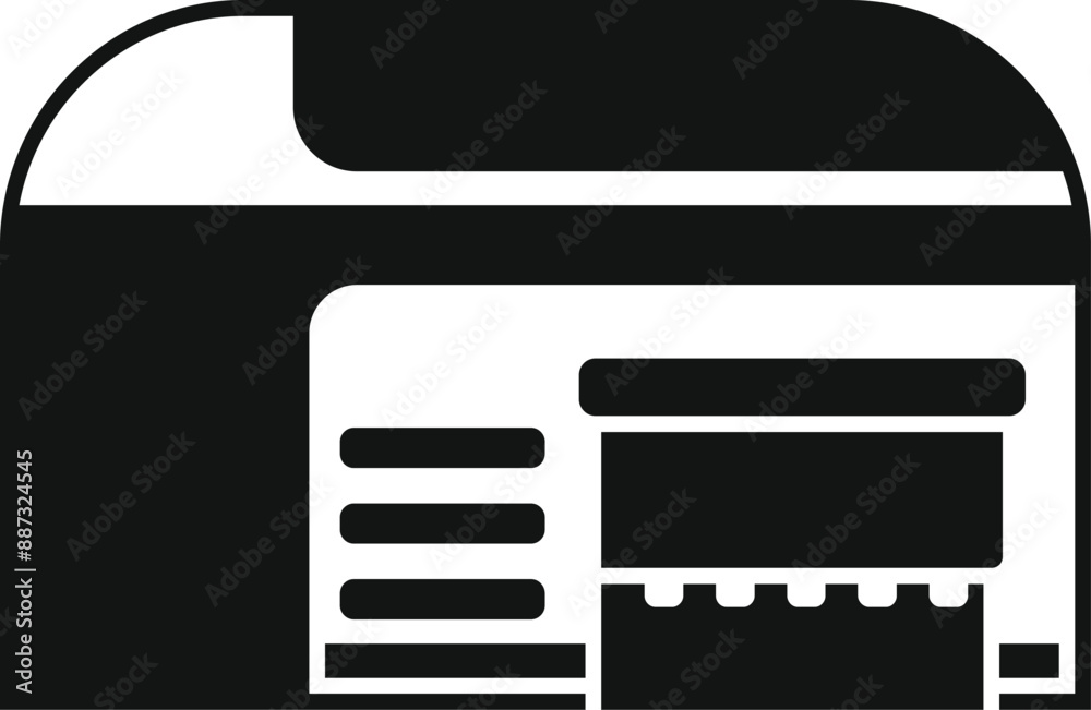 Sticker Black silhouette of a food truck selling street food on a white background