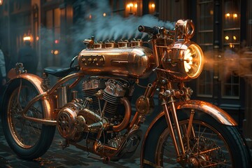 Fototapeta premium A vintage motorcycle with a large headlight and a lot of chrome