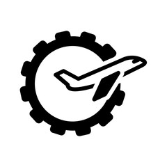 Vector solid black icon for Aerospace setting