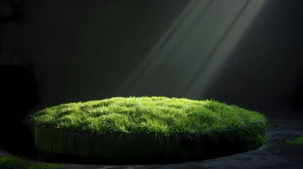 Fototapeta premium The round podium is covered with moss.