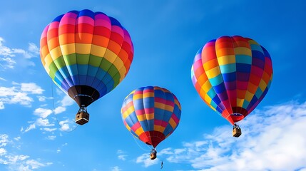 Obraz premium rainbow-colored hot air balloons floating in the sky representing freedom joy and the celebration of LGBTQ pride