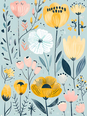 Naklejka premium 2D flower and leaf cards in various styles