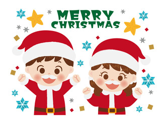 サンタクロースの服を着た子供のイラスト
