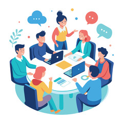 business team meeting vector illustration 