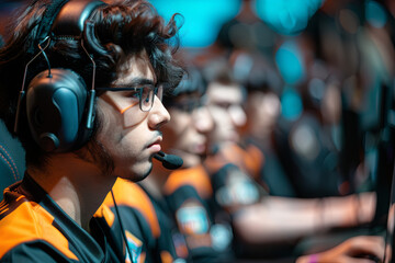 Esports players intensely focused on their screens during a tournament