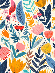 2D flower and leaf cards in various styles