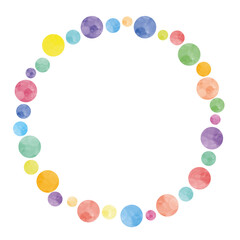 水彩　丸　フレーム　カラフル