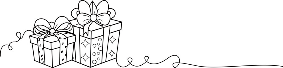 Gift box line art outline vector illustration,gift box for christmas or birthday party