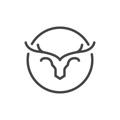 deer head minimalist circle logo design vector