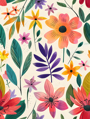 2D flower and leaf cards in various styles