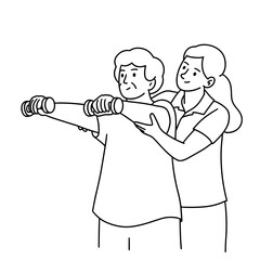 elderly woman doing physical therapy