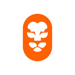 lion head powerful animal logo design vector flat