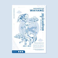 Obraz premium hand drawn indonesian trditional wayang yudistira poster template