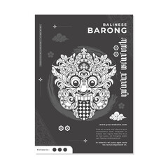 hand drawn balinese traditional barong poster template