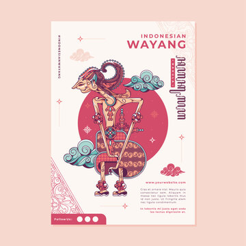 indonesian trditional wayang nakula poster template