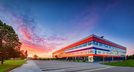 Modern school exterior.