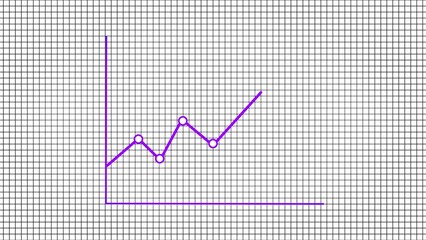 abstract beautiful simple line graph with data points blue color 4k illustration. white color background a grid 4k illustration.