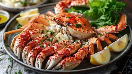 Delicious Steamed Crab with Lemon and Parsley