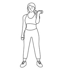 Workout with dumbells, healthy life style